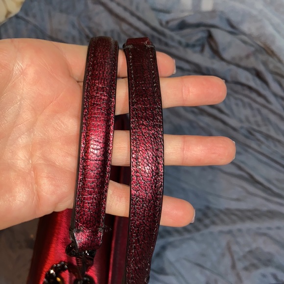 Coach Metallic Red Ranger Flap Crossbody Bag Metal Chain Convertible - Picture 15 of 16